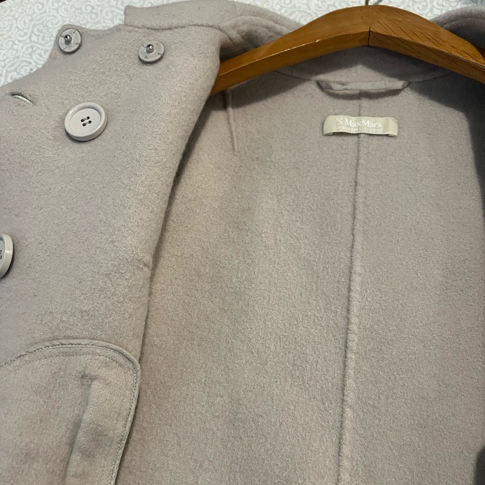 S Max Mara Angora Blend Pea Coat Cream | Quiet Luxury Old Money Chic Timeless - Picture 12 of 16